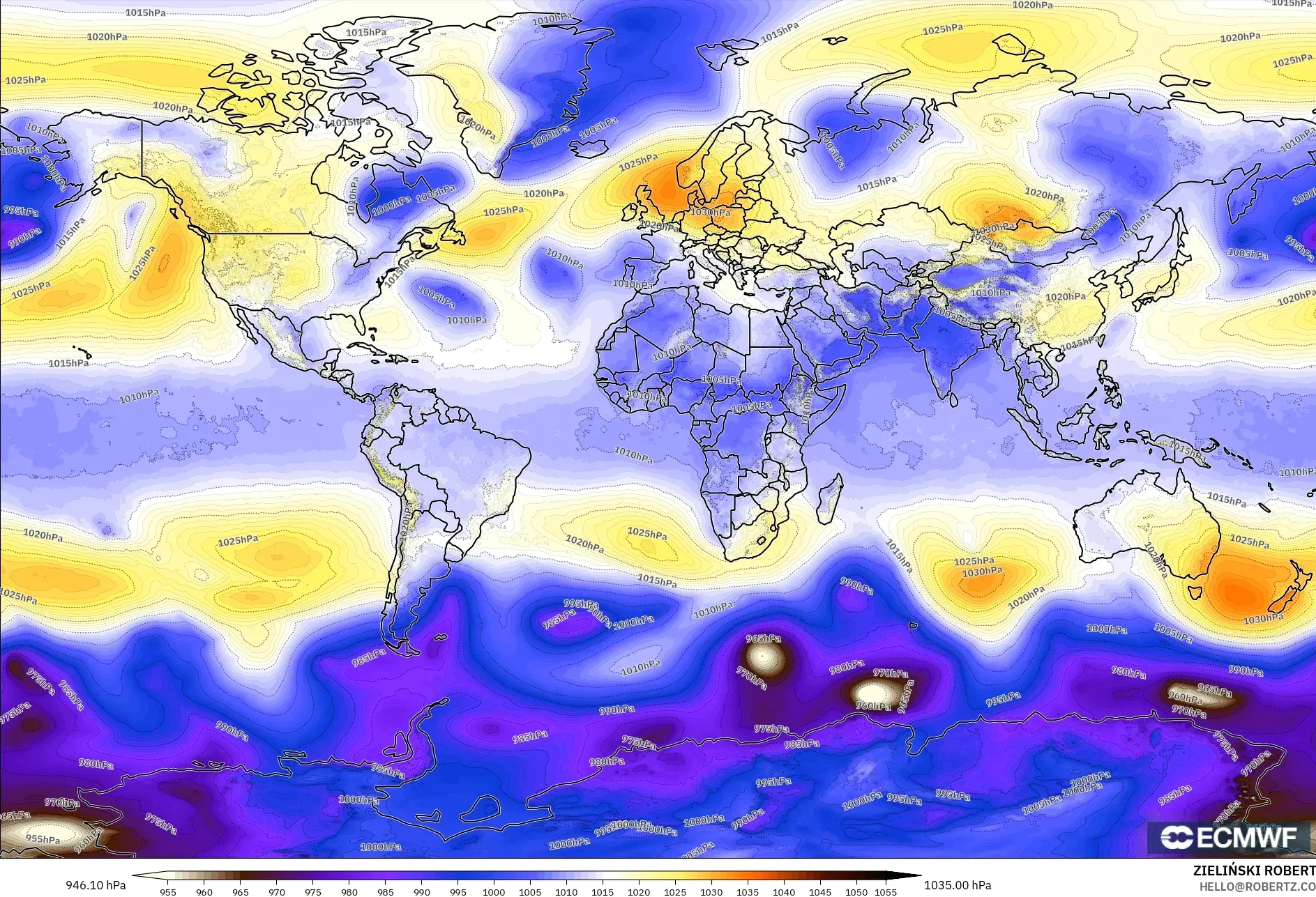 ECMWF IFS 0.25° model - World, Pressure