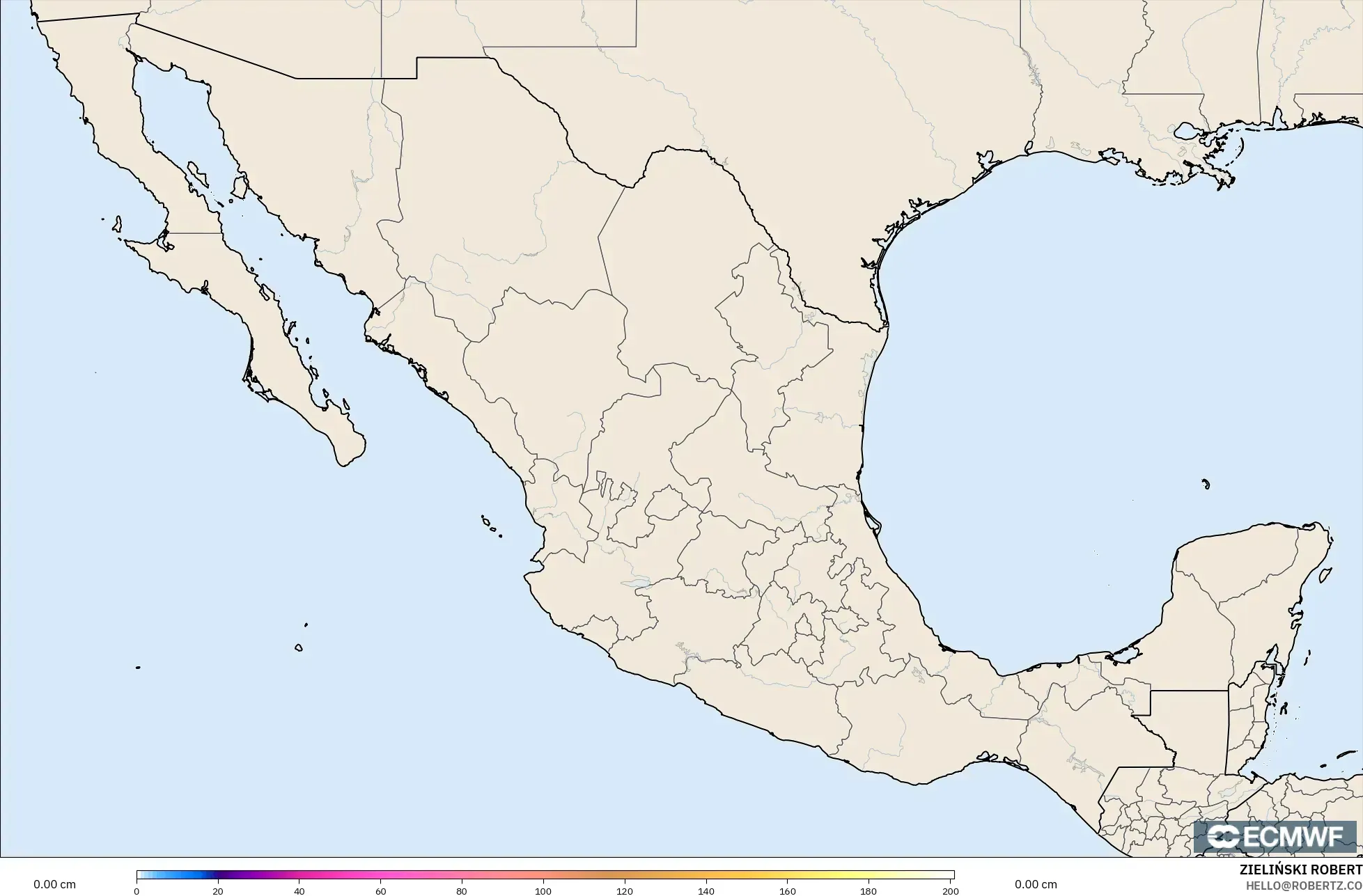 ECMWF IFS 0.25° model - Mexico, Snow Depth