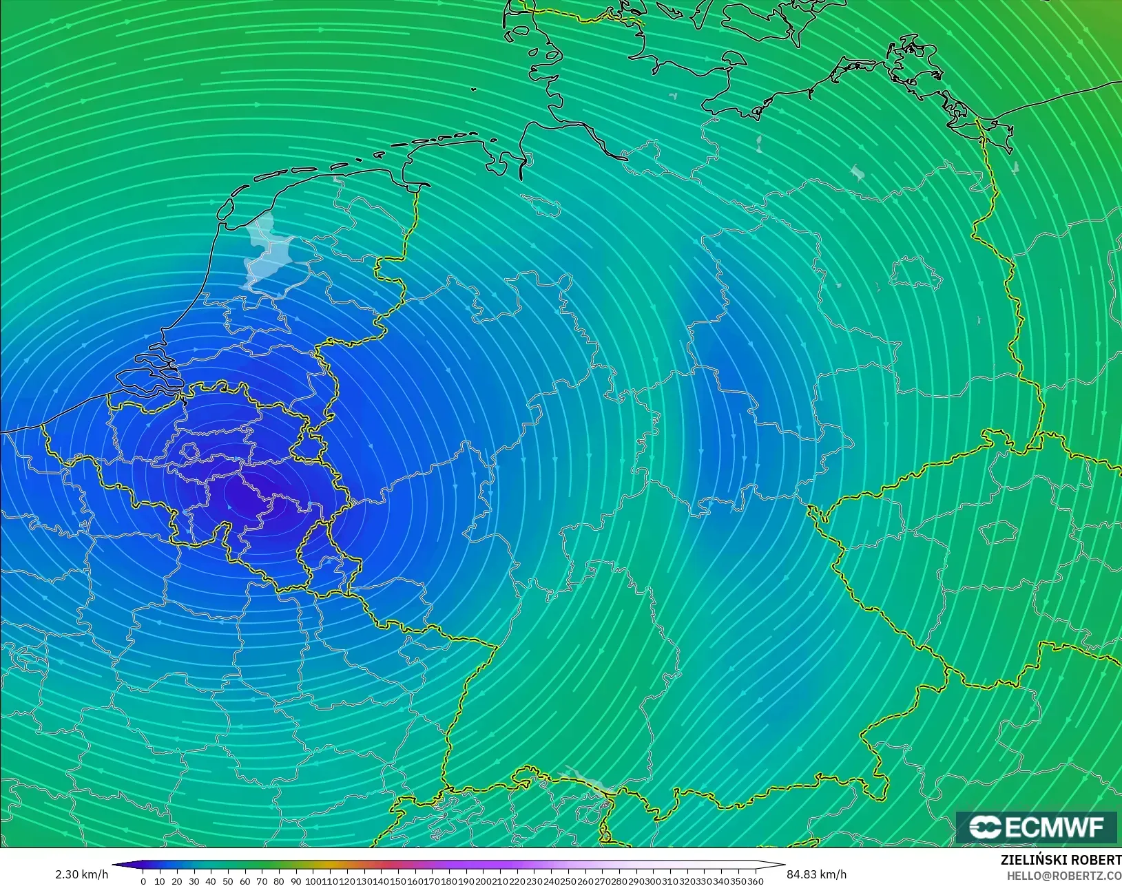 ECMWF IFS 0.25° model - Germany, Wind at 300hPa (jet stream)