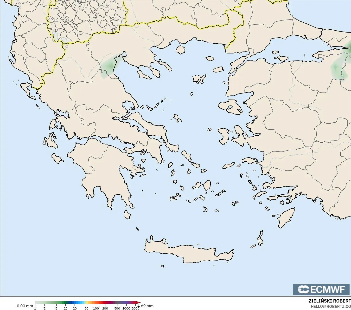 ECMWF IFS 0.25° model - Greece, Precipitation Accumulation