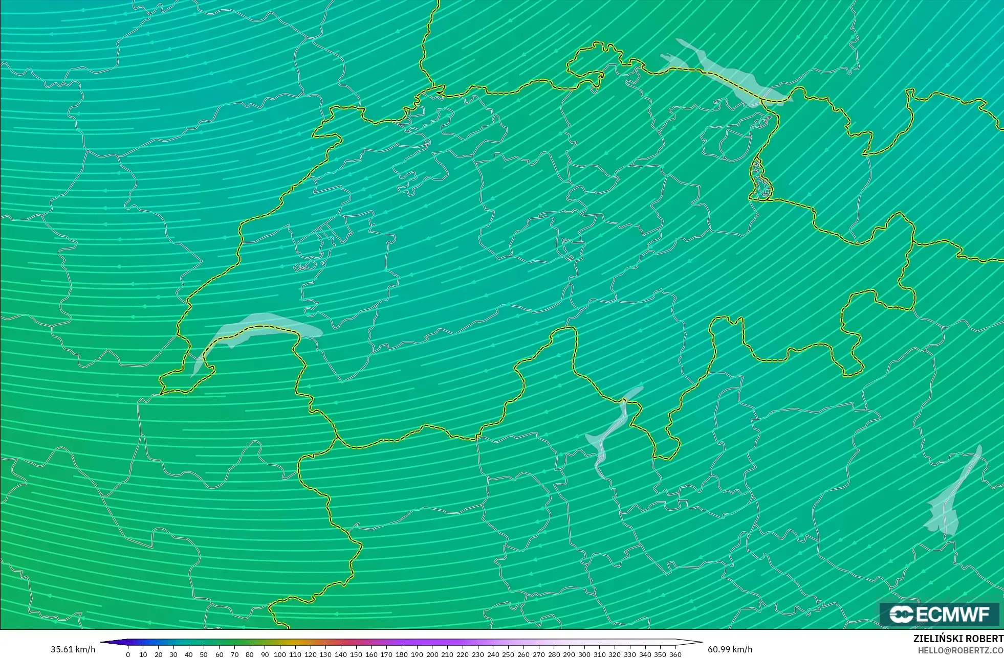 ECMWF IFS 0.25° model - Switzerland, Wind at 300hPa (jet stream)