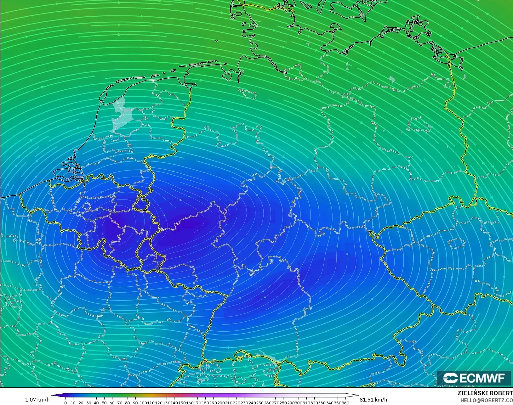 ECMWF IFS 0.25° model - Germany, Wind at 300hPa (jet stream)