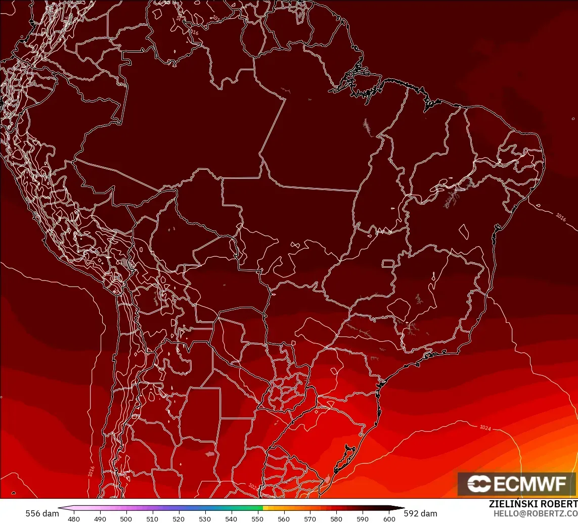 ECMWF IFS 0.25° model - Brazil, Geopotential height at 500hPa