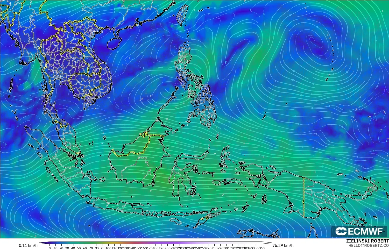 ECMWF IFS 0.25° model - South East Asia, Wind at 300hPa (jet stream)