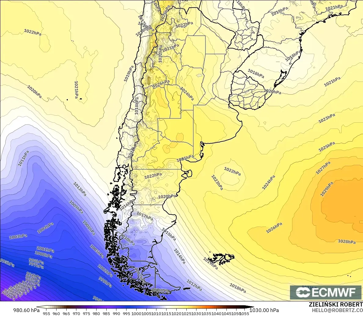 ECMWF IFS 0.25° model - Argentina, Tekanan