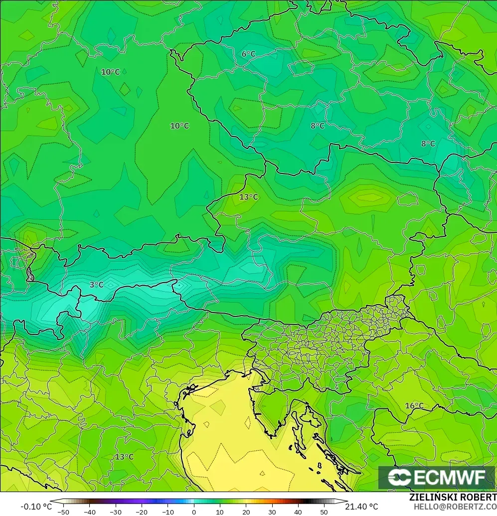 ECMWF IFS 0.25° model - Austria, Titik Embun 2 m