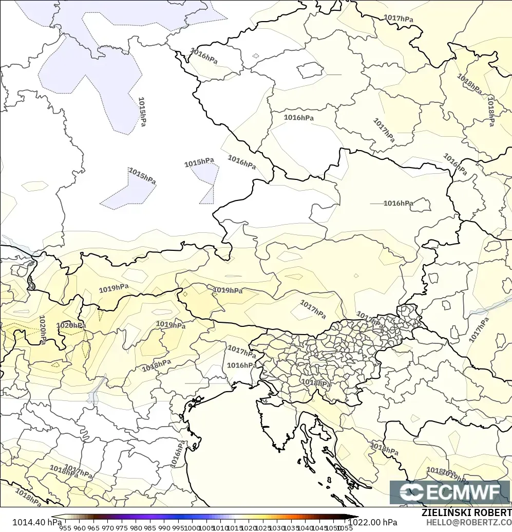 ECMWF IFS 0.25° model - Austria, Tekanan
