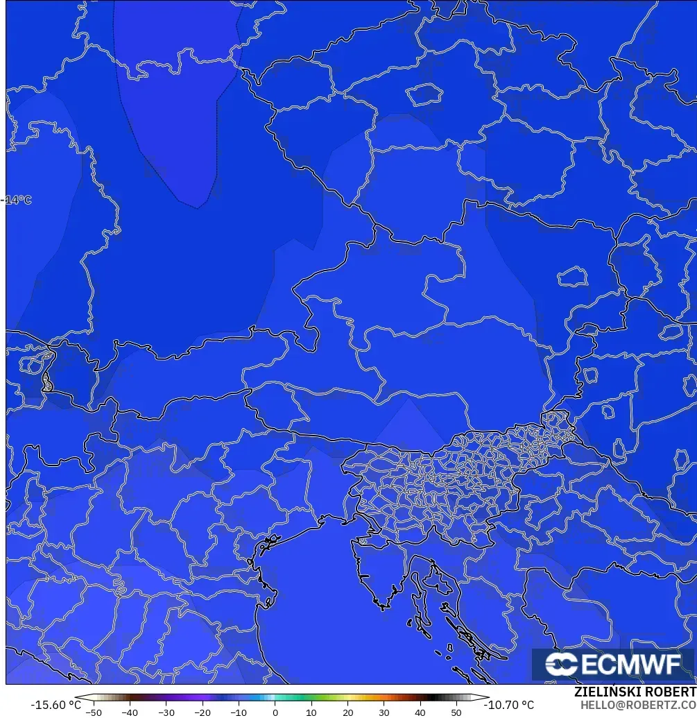 ECMWF IFS 0.25° model - Austria, Suhu 500 hPa