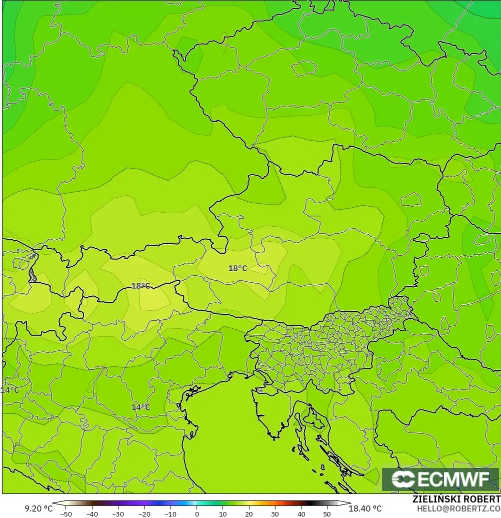 ECMWF IFS 0.25° model - Austria, Suhu 850 hPa