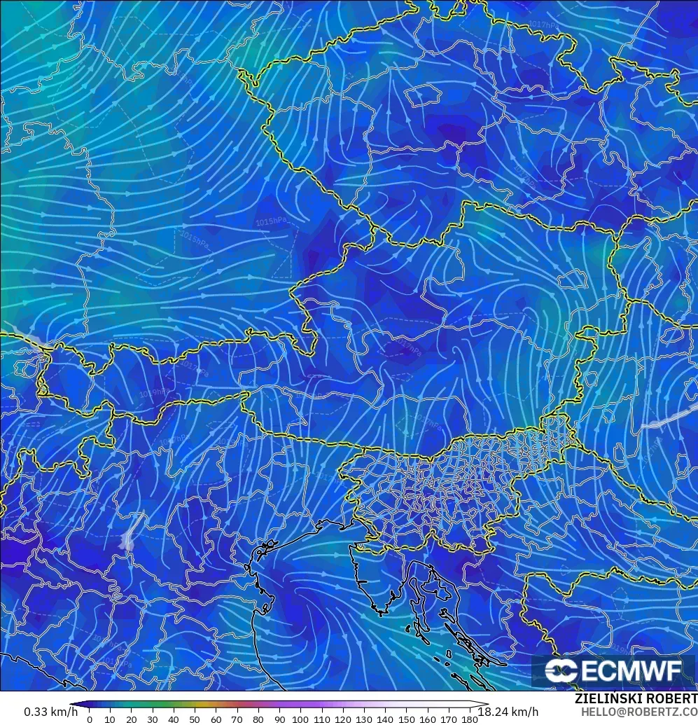 ECMWF IFS 0.25° model - Austria, Angin 10 m