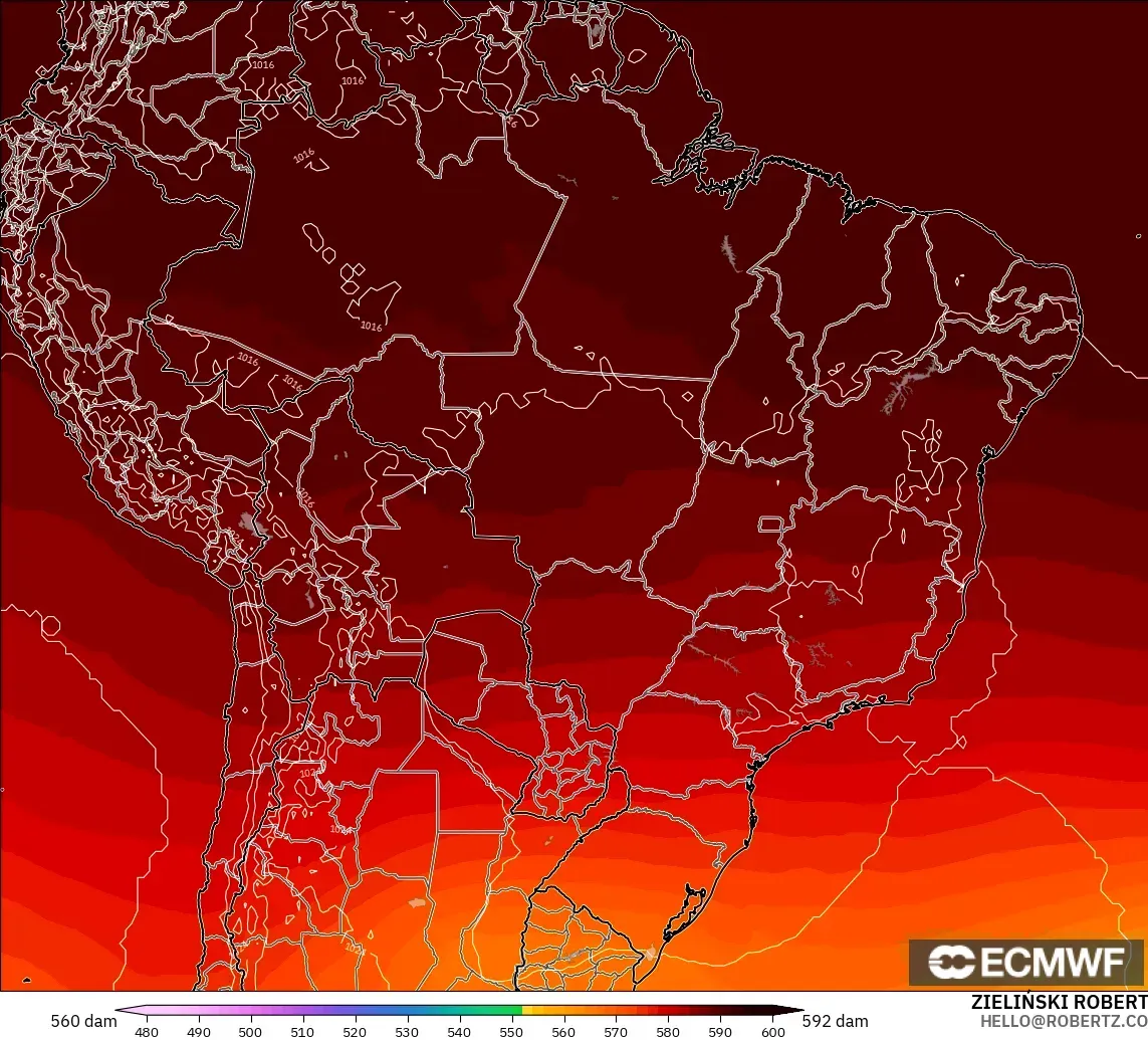 ECMWF IFS 0.25° model - Brasil, Ketinggian geopotensial pada 500 hPa