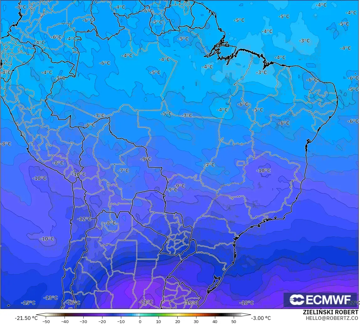 ECMWF IFS 0.25° model - Brasil, Suhu 500 hPa