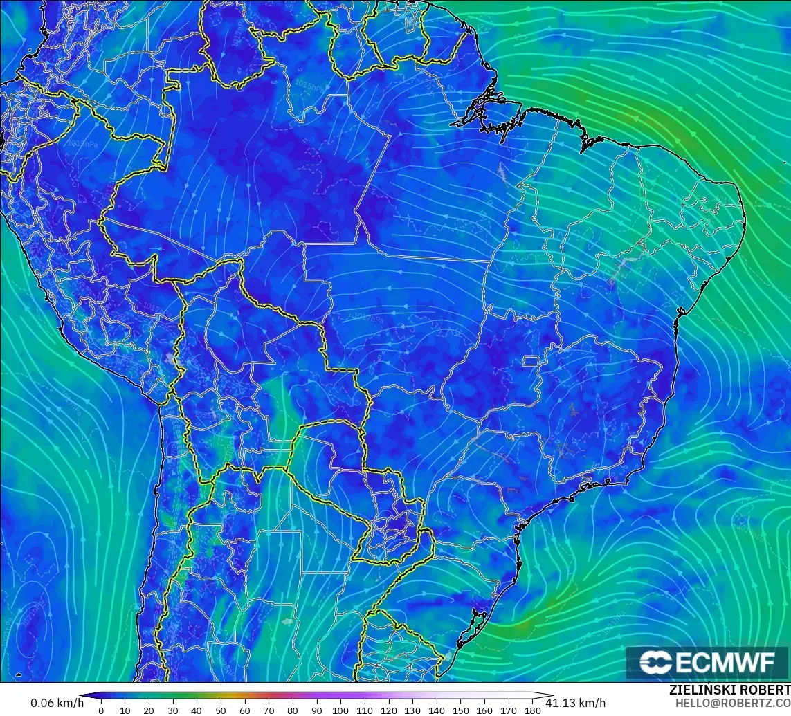 ECMWF IFS 0.25° model - Brasil, Angin 10 m