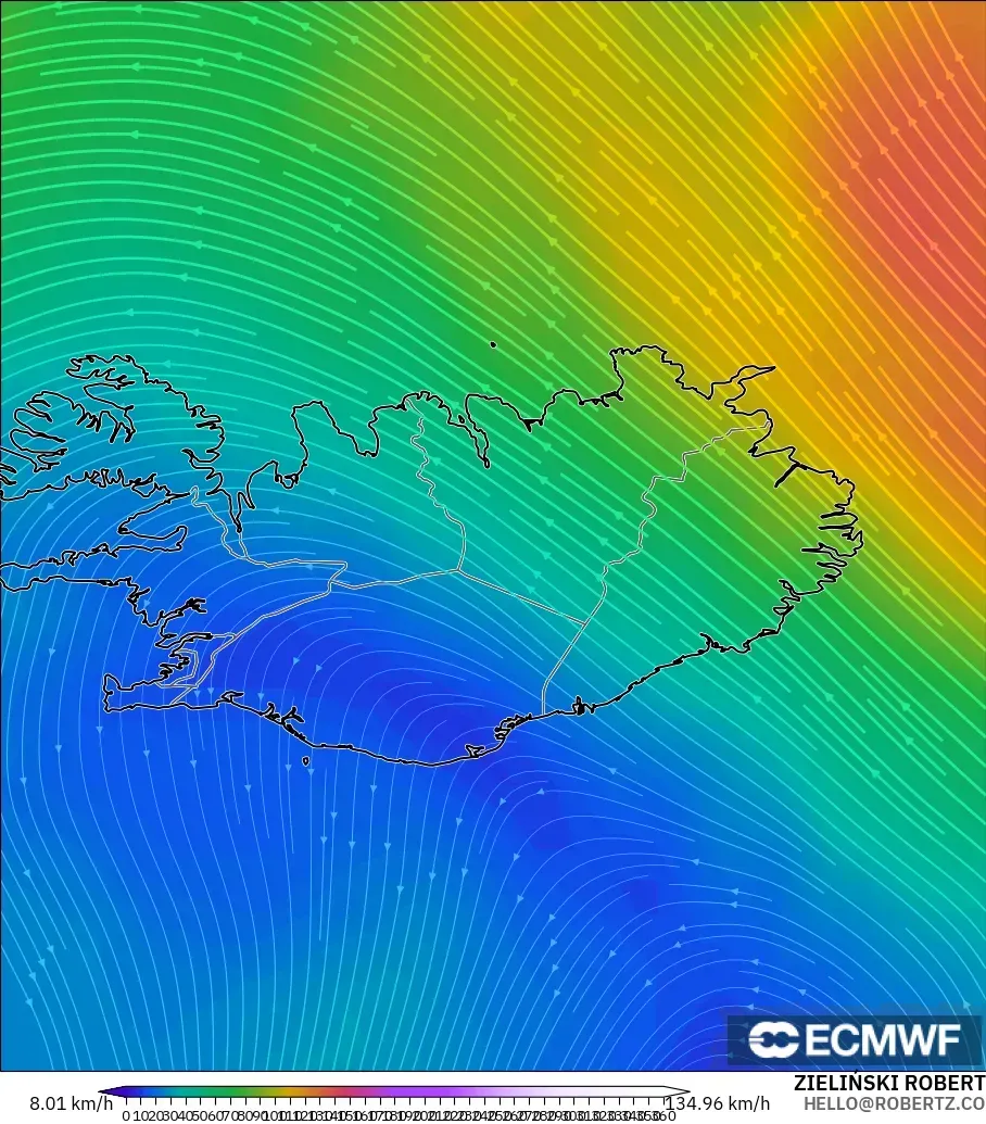 ECMWF IFS 0.25° modelo - Iceland, Wind at 300hPa (jet stream)