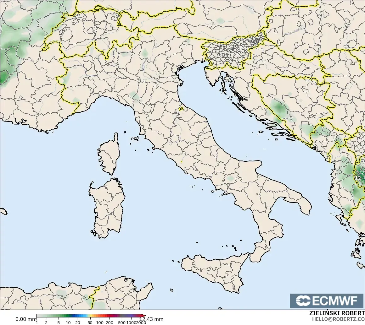 ECMWF IFS 0.25° modelo - Italy, Precipitation Accumulation