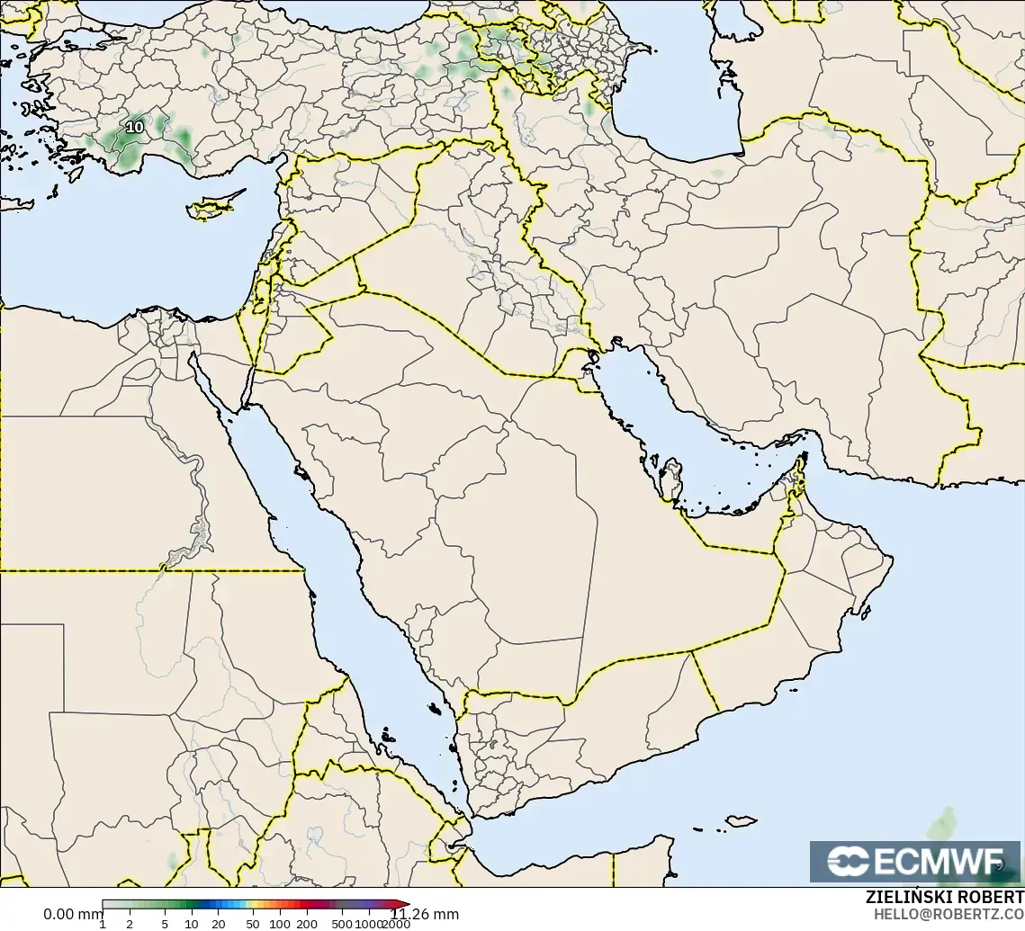 ECMWF IFS 0.25° modelo - Middle East, Precipitation Accumulation