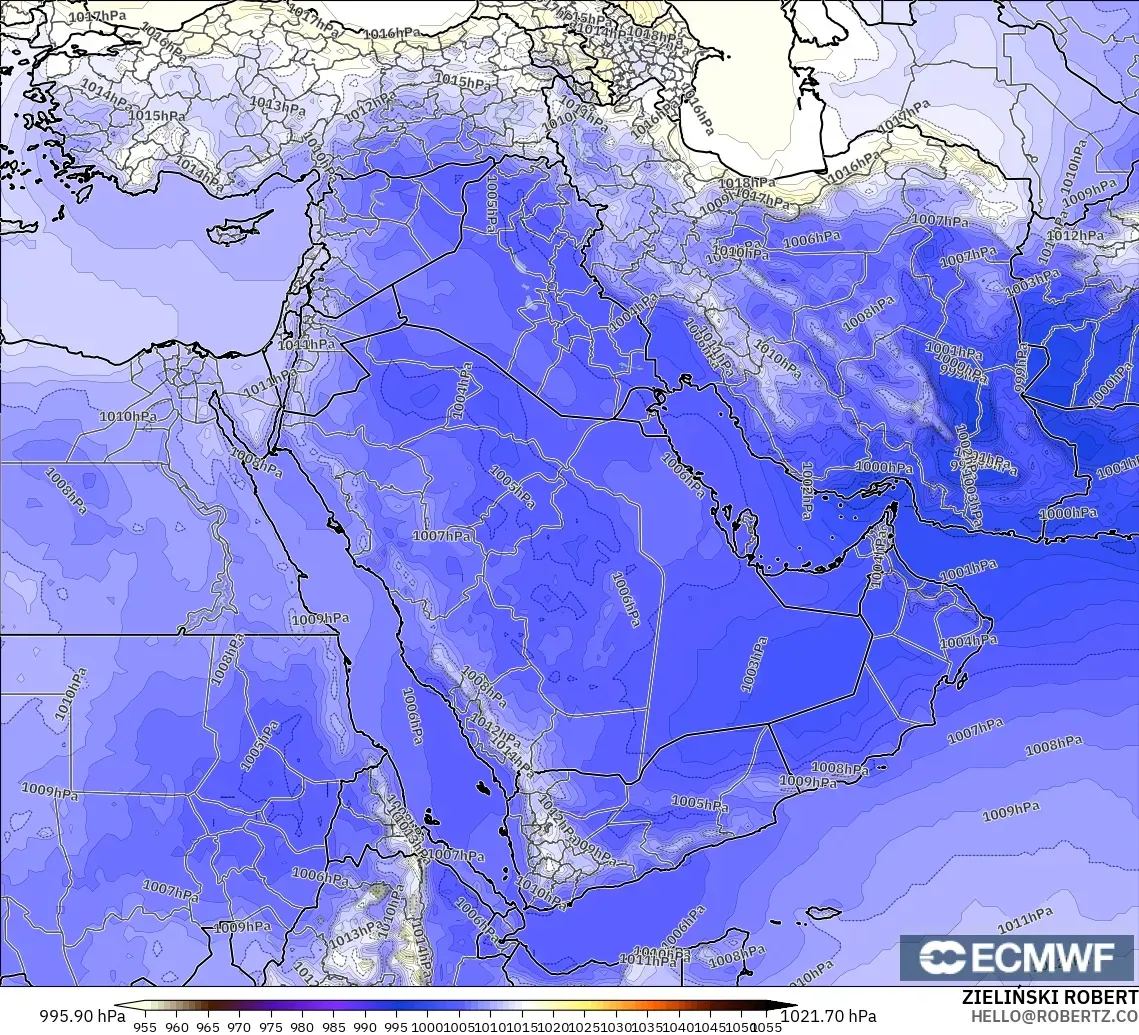 ECMWF IFS 0.25° modelo - Middle East, Pressure