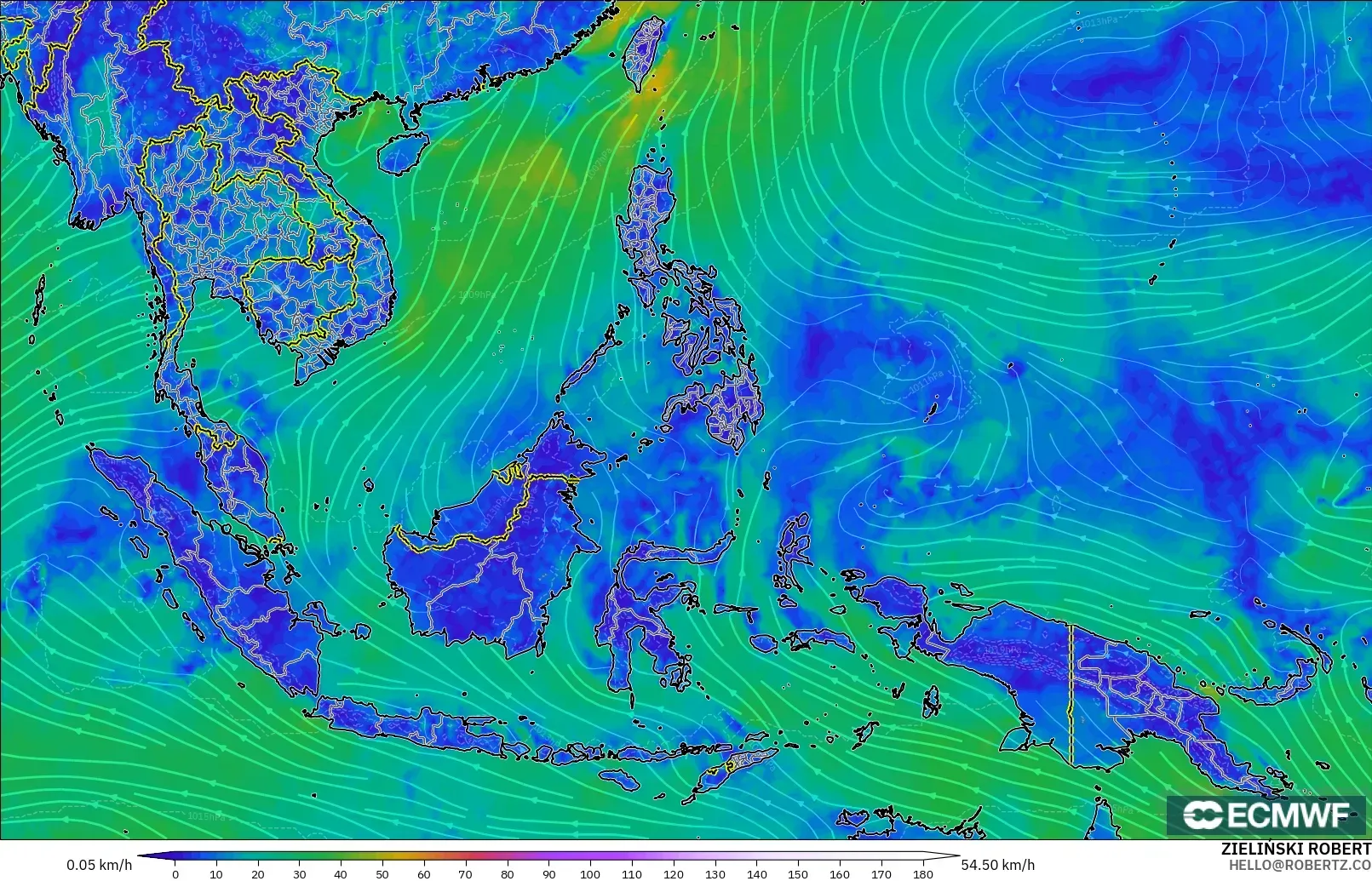 ECMWF IFS 0.25° model - Asia Tenggara, Angin 10 m
