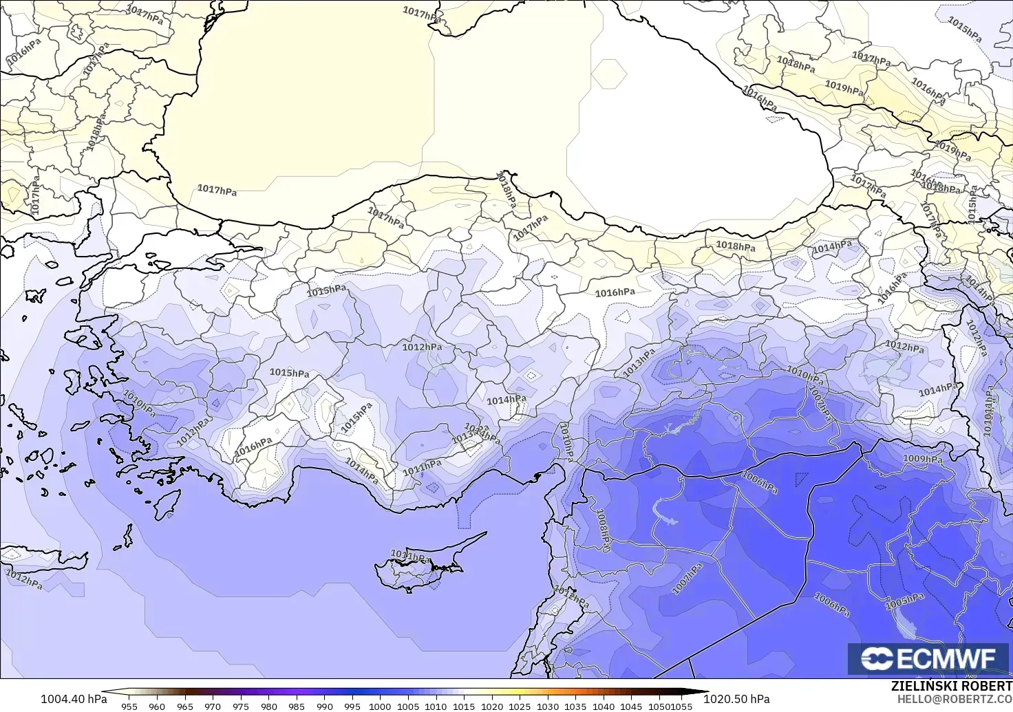 ECMWF IFS 0.25° model - Turki, Tekanan
