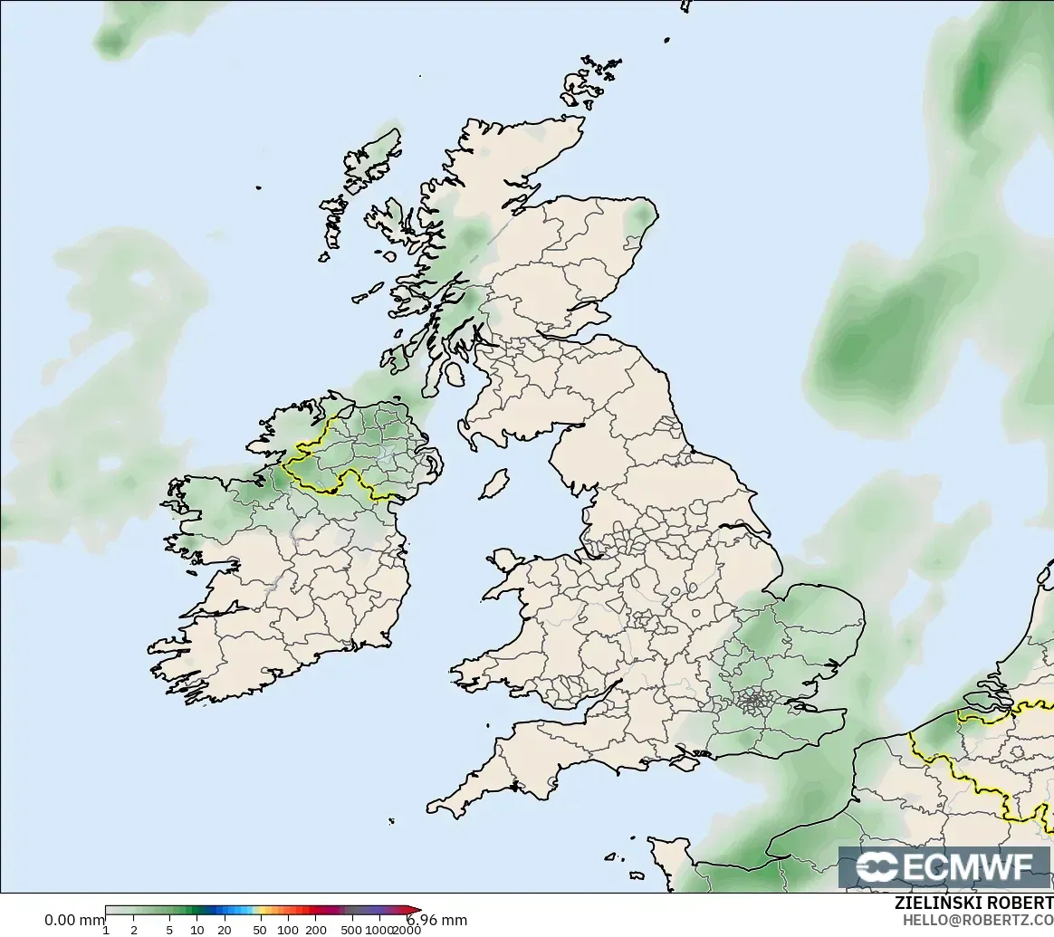 ECMWF IFS 0.25° modelo - United Kingdom, Precipitation Accumulation