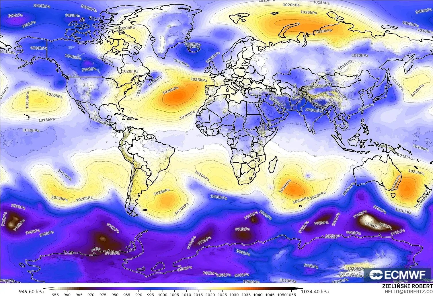 ECMWF IFS 0.25° model - Dunia, Tekanan