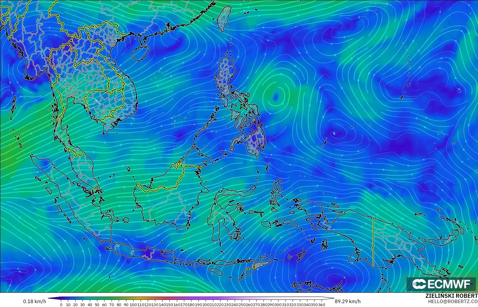 ECMWF IFS 0.25° model - South East Asia, Wind at 300hPa (jet stream)