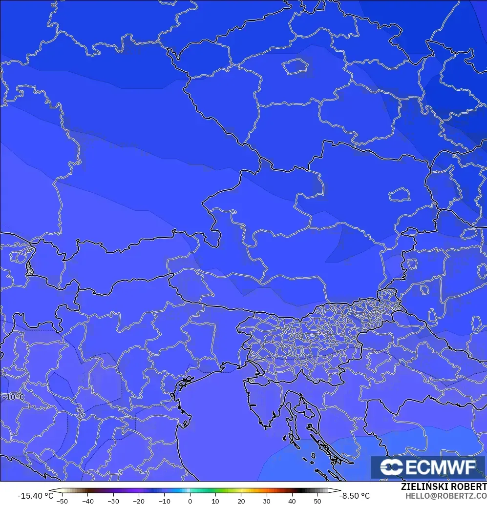 ECMWF IFS 0.25° model - Austria, Temperature at 500hPa