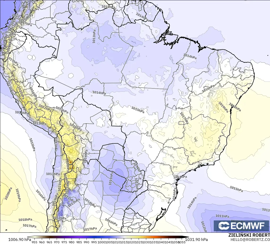 ECMWF IFS 0.25° model - Brazil, Pressure