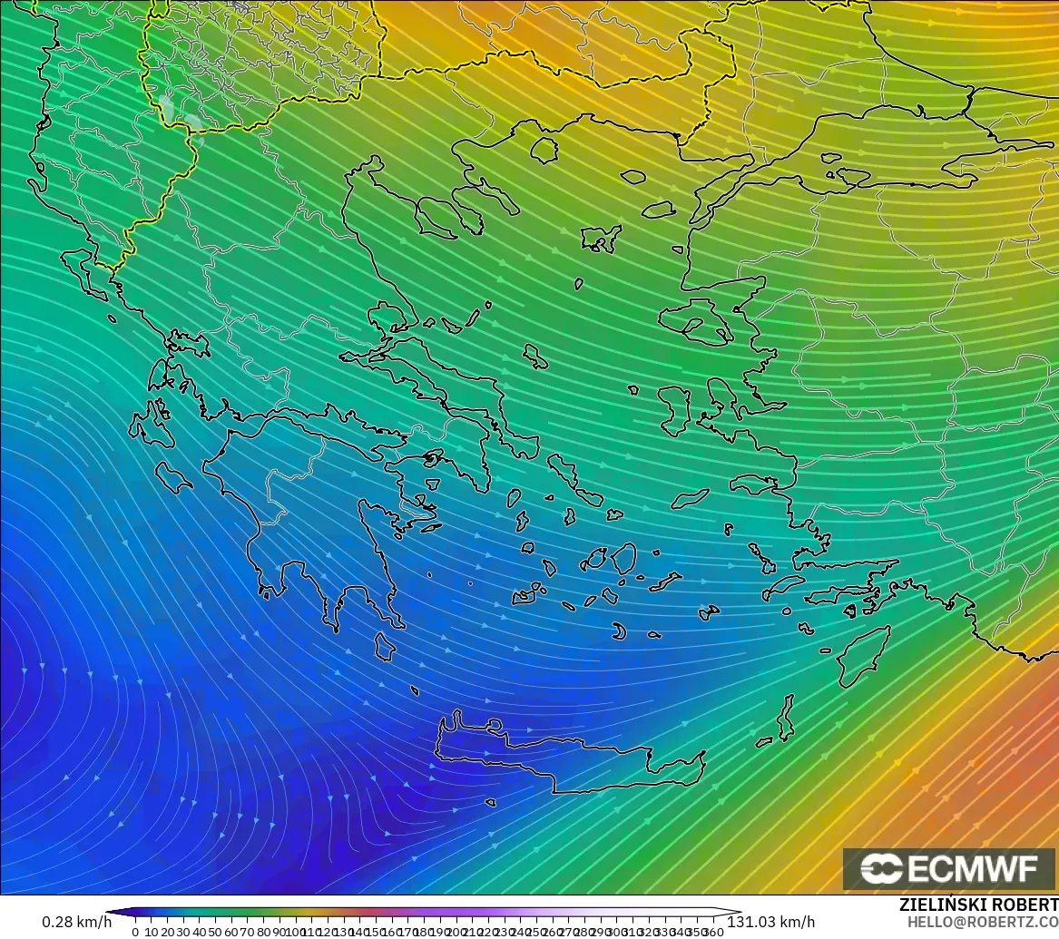 ECMWF IFS 0.25° model - Greece, Wind at 300hPa (jet stream)