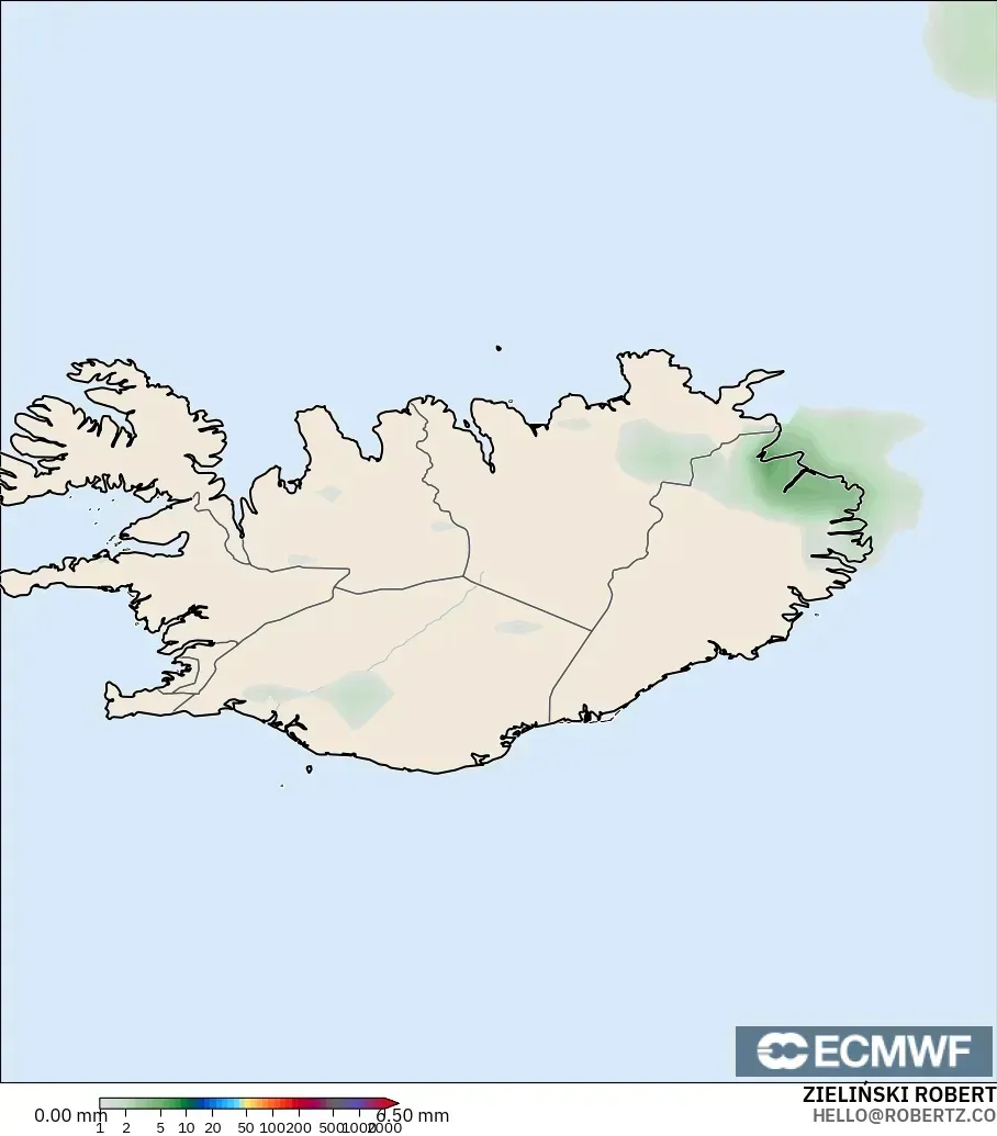 ECMWF IFS 0.25° model - Iceland, Precipitation Accumulation
