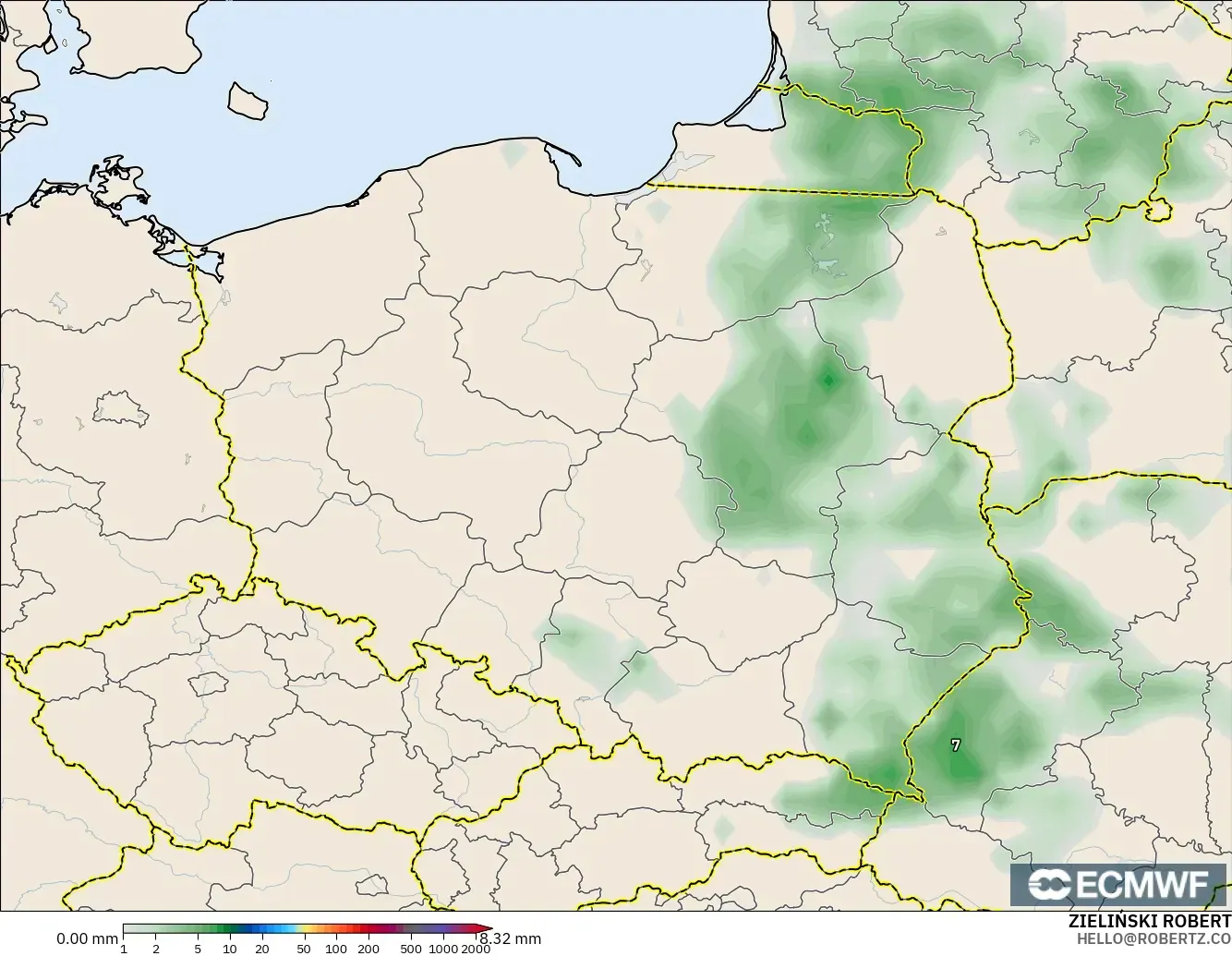 ECMWF IFS 0.25° model - Poland, Precipitation Accumulation