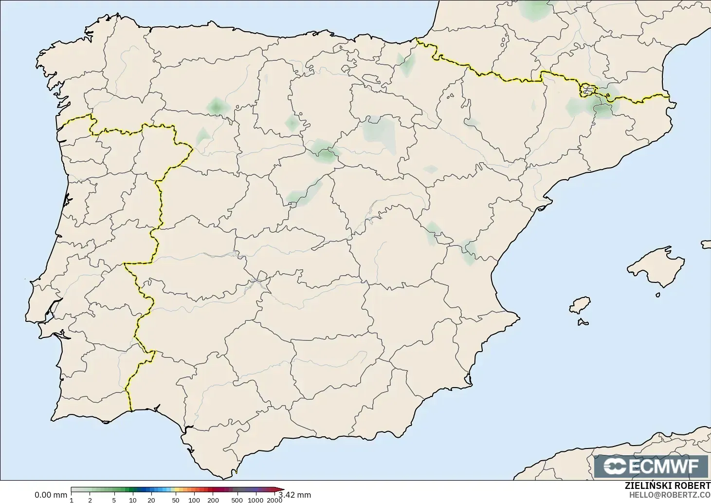 ECMWF IFS 0.25° model - Spain, Precipitation Accumulation