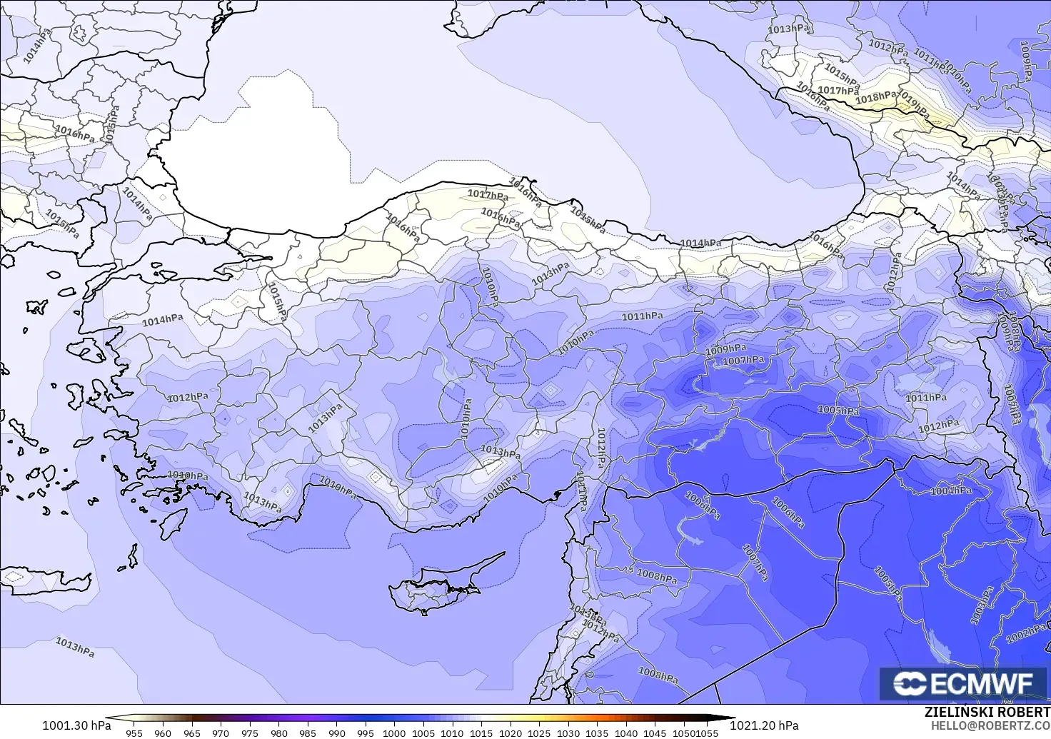 ECMWF IFS 0.25° model - Turkey, Pressure