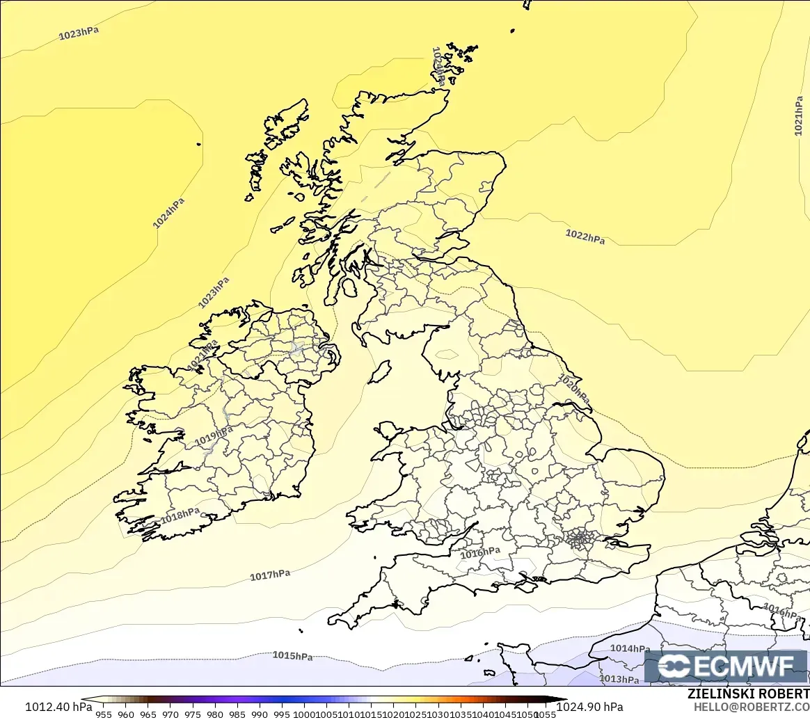 ECMWF IFS 0.25° model - United Kingdom, Pressure