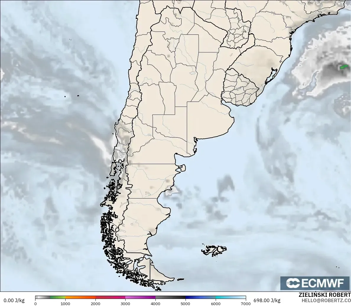 ECMWF IFS 0.25° model - Argentina, CAPE