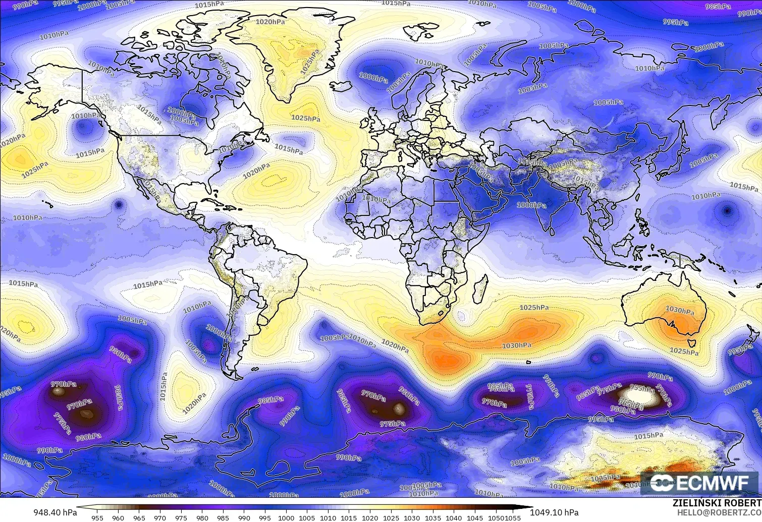 ECMWF IFS 0.25° model - World, Pressure