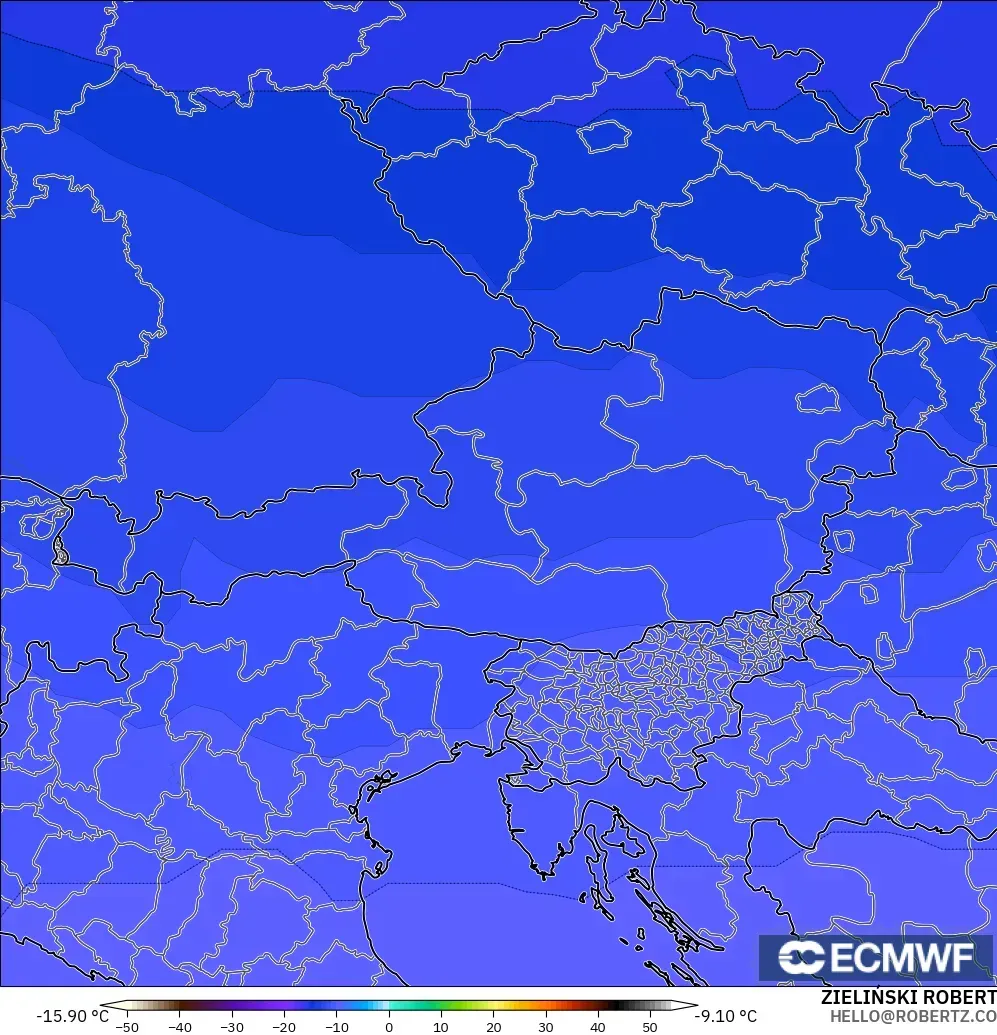 ECMWF IFS 0.25° model - Austria, Temperature at 500hPa