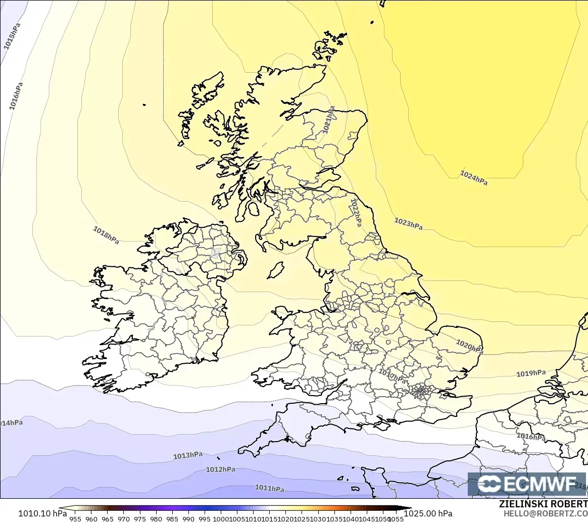 ECMWF IFS 0.25° model - United Kingdom, Pressure