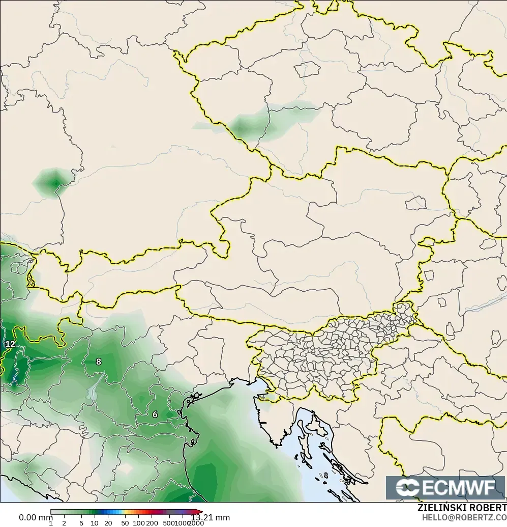 ECMWF IFS 0.25° model - Austria, Precipitation Accumulation