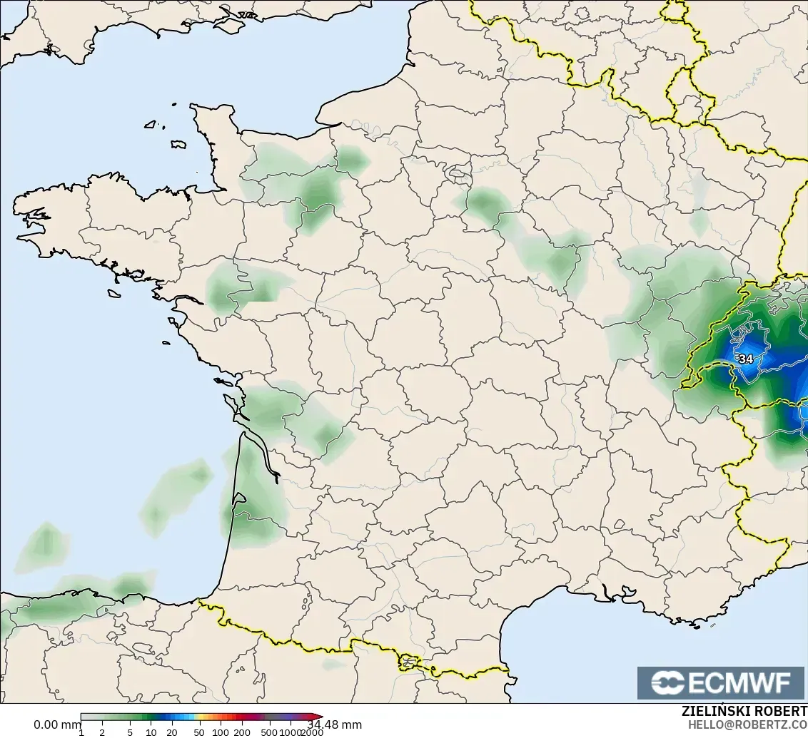 ECMWF IFS 0.25° model - France, Precipitation Accumulation