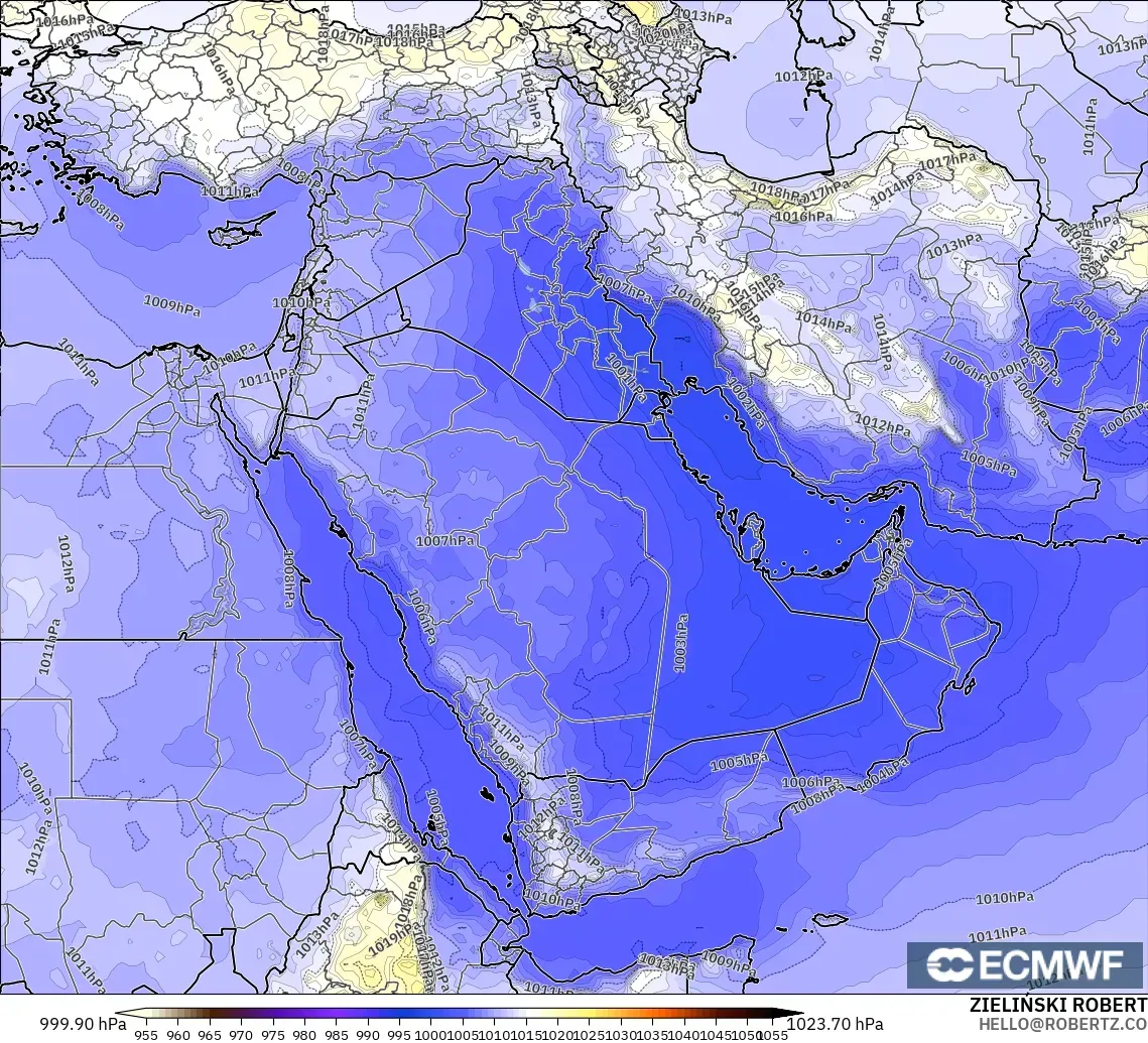 ECMWF IFS 0.25° model - Middle East, Pressure