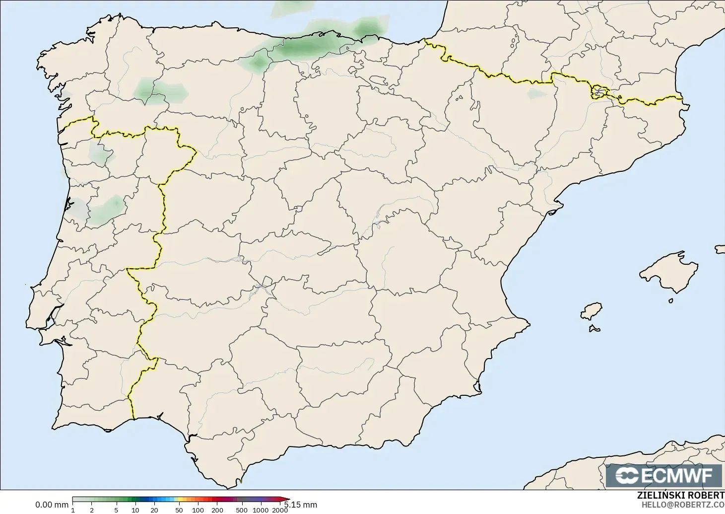 ECMWF IFS 0.25° model - Spain, Precipitation Accumulation