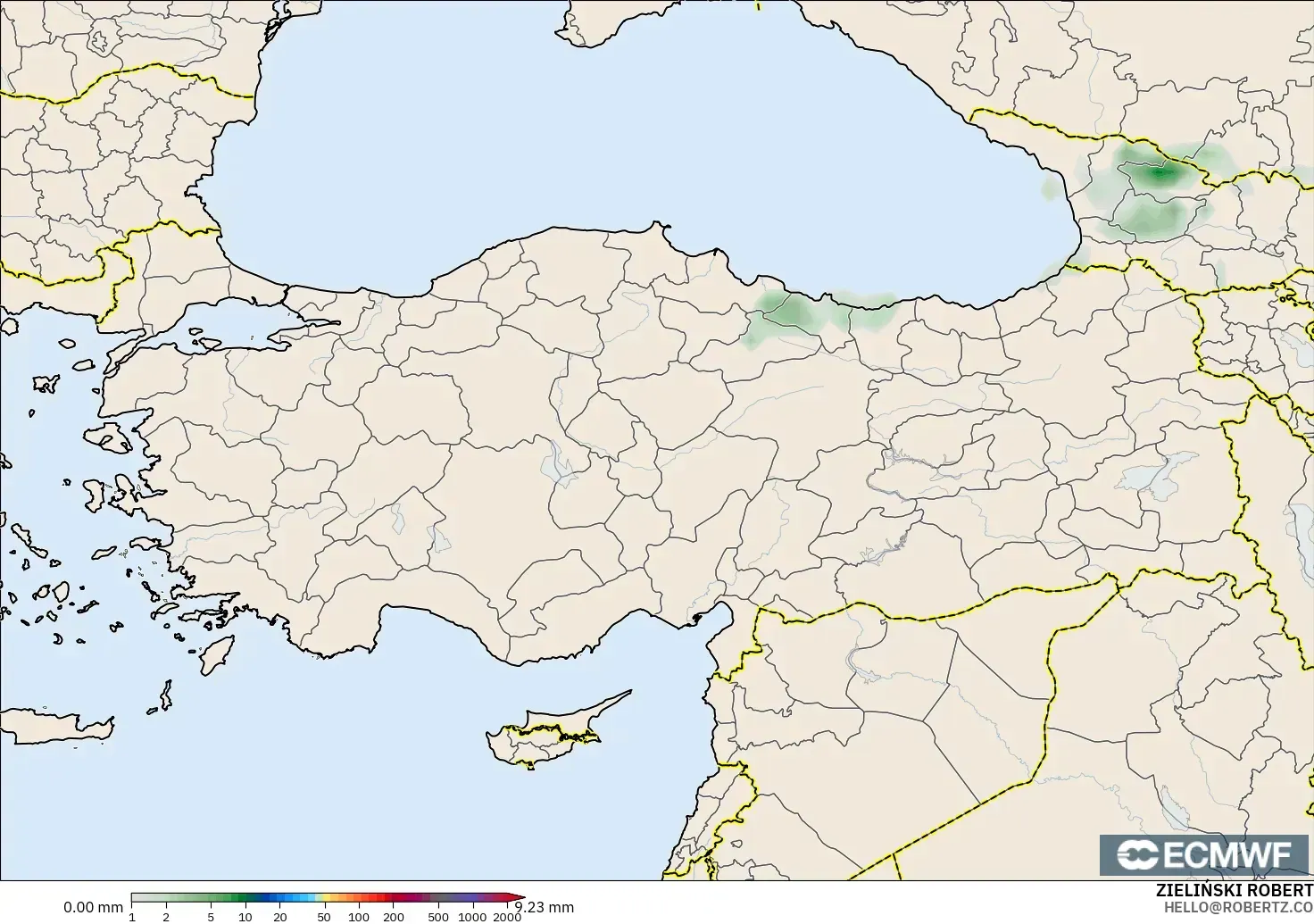ECMWF IFS 0.25° model - Turkey, Precipitation Accumulation