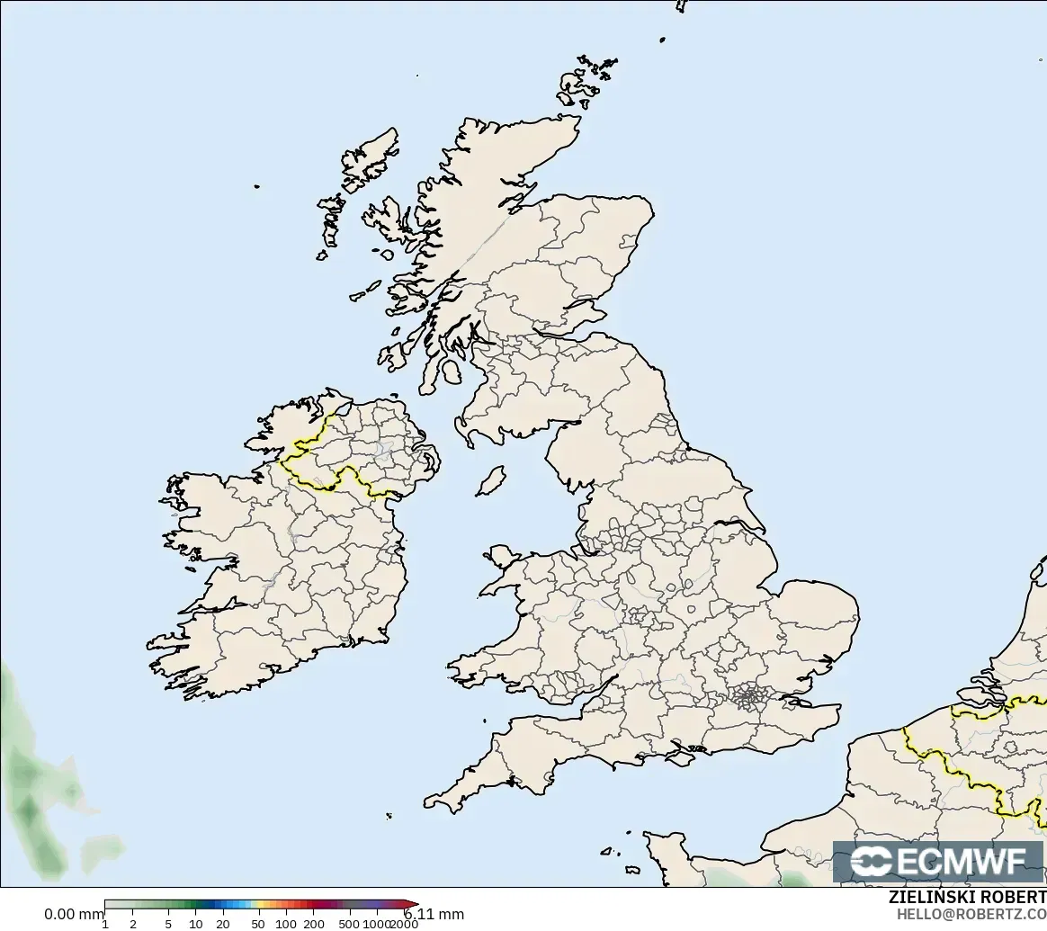 ECMWF IFS 0.25° model - United Kingdom, Precipitation Accumulation