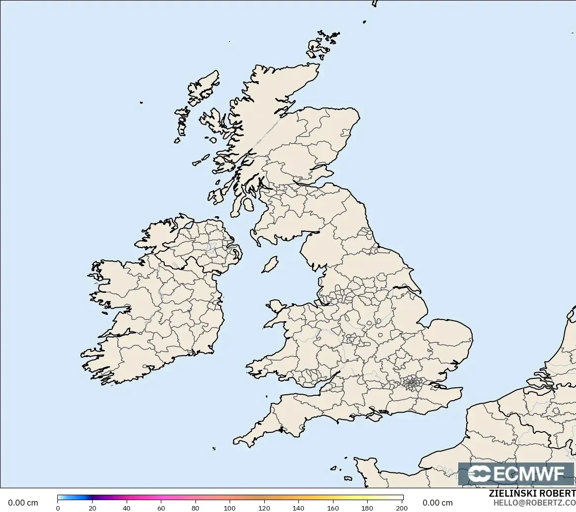 ECMWF IFS 0.25° model - United Kingdom, Snow Depth
