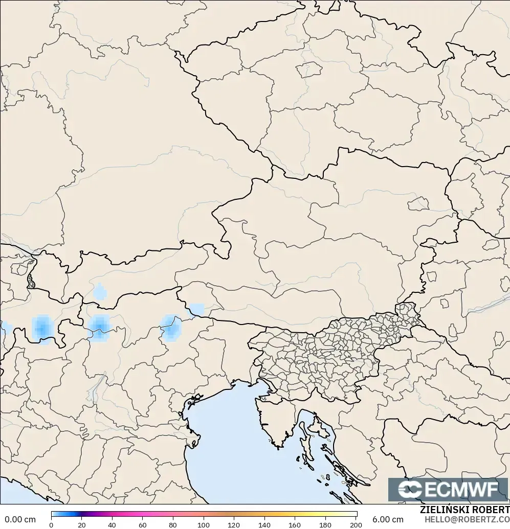 ECMWF IFS 0.25° model - Austria, Snow Depth