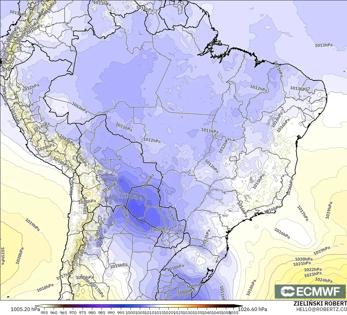 ECMWF IFS 0.25° model - Brazil, Pressure