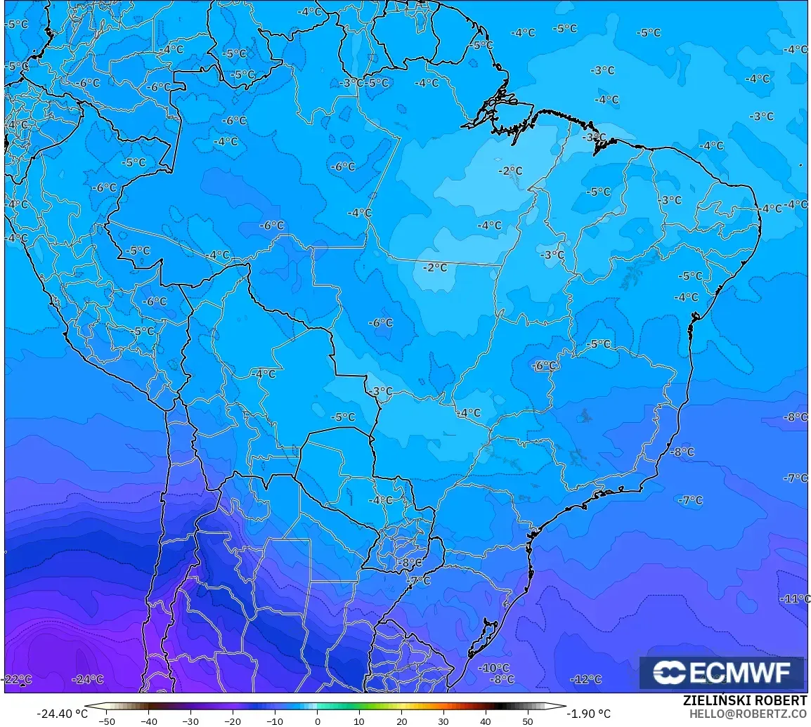 ECMWF IFS 0.25° model - Brazil, Temperature at 500hPa