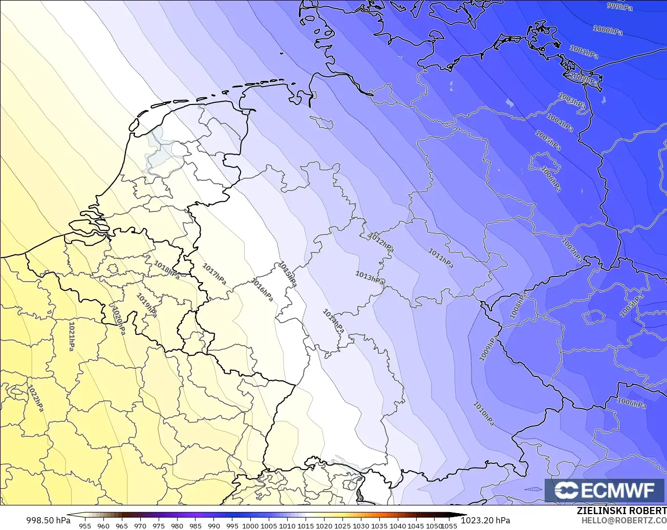 ECMWF IFS 0.25° model - Germany, Pressure
