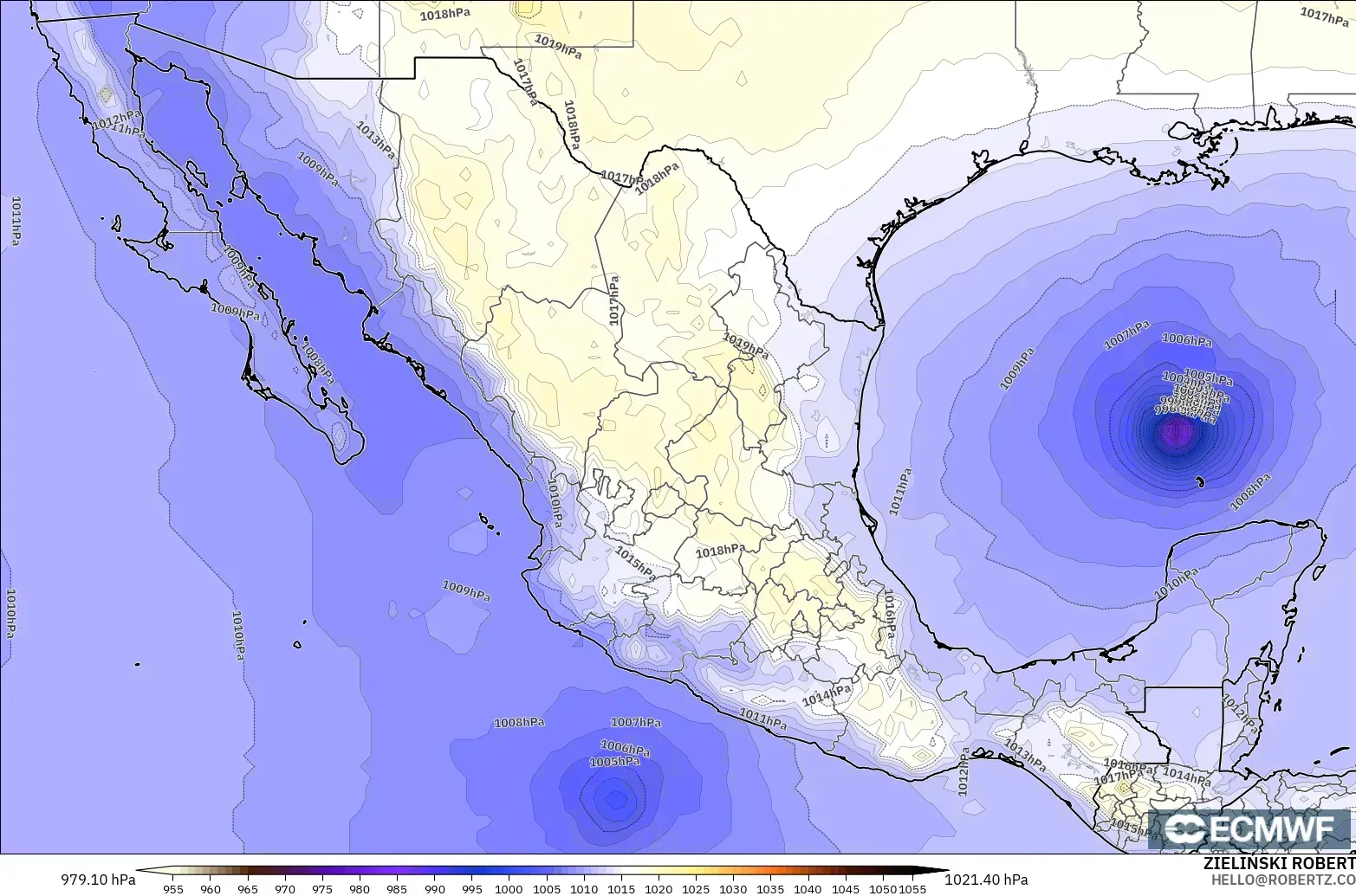 ECMWF IFS 0.25° model - Mexico, Pressure